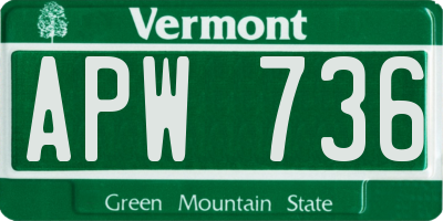 VT license plate APW736