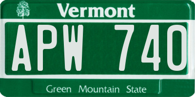 VT license plate APW740