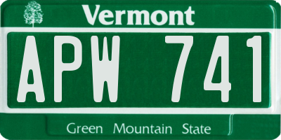 VT license plate APW741