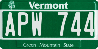 VT license plate APW744