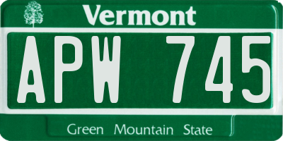 VT license plate APW745