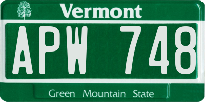 VT license plate APW748
