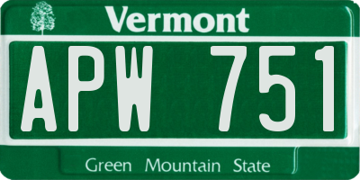 VT license plate APW751
