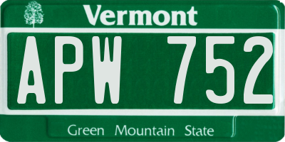 VT license plate APW752