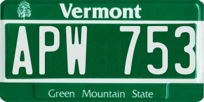 VT license plate APW753
