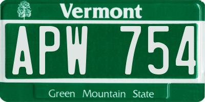 VT license plate APW754