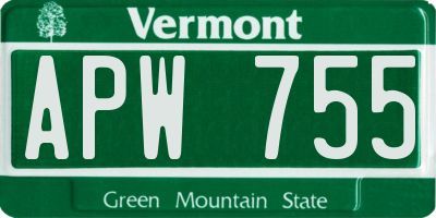 VT license plate APW755