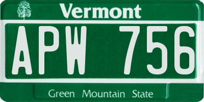 VT license plate APW756