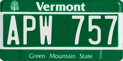 VT license plate APW757