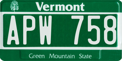 VT license plate APW758