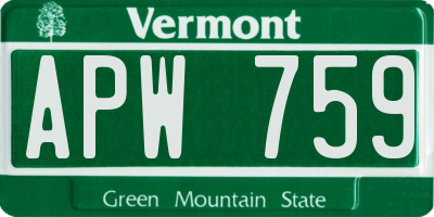 VT license plate APW759