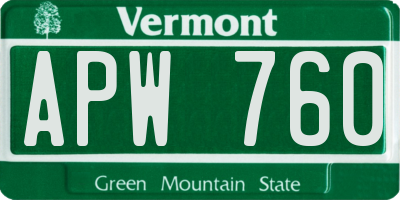VT license plate APW760