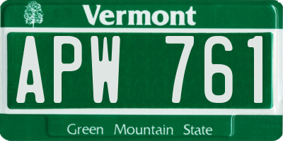 VT license plate APW761