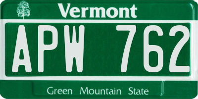 VT license plate APW762