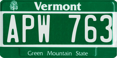 VT license plate APW763