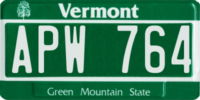 VT license plate APW764
