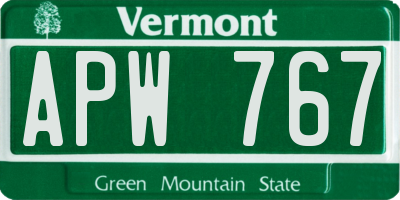 VT license plate APW767