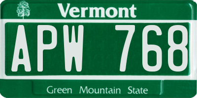 VT license plate APW768