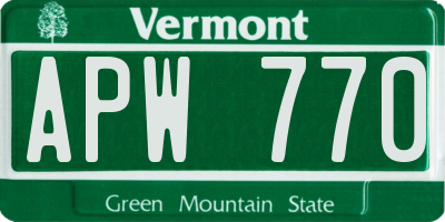 VT license plate APW770