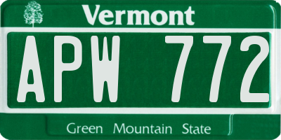 VT license plate APW772