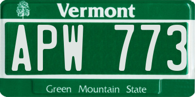 VT license plate APW773