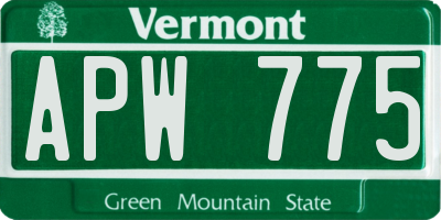 VT license plate APW775