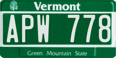 VT license plate APW778