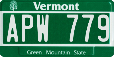 VT license plate APW779