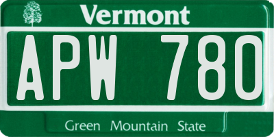 VT license plate APW780