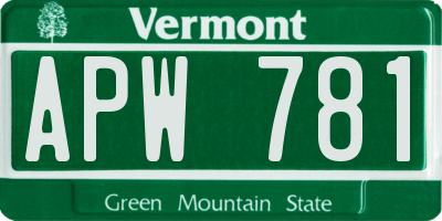 VT license plate APW781