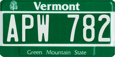 VT license plate APW782