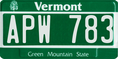 VT license plate APW783