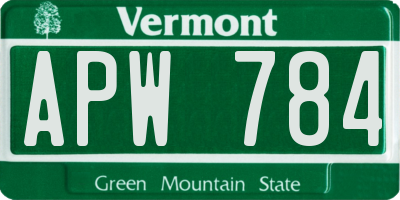 VT license plate APW784