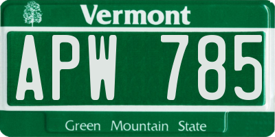 VT license plate APW785