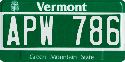 VT license plate APW786