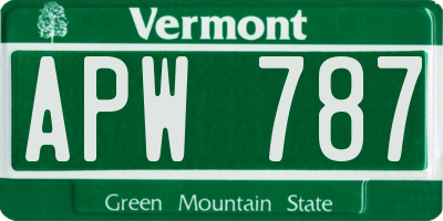 VT license plate APW787