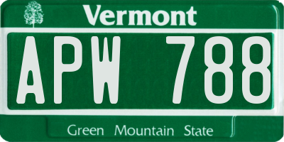 VT license plate APW788