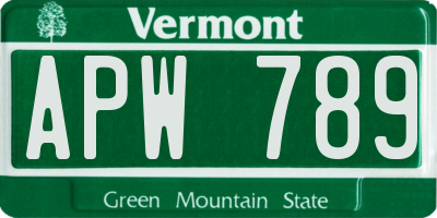VT license plate APW789