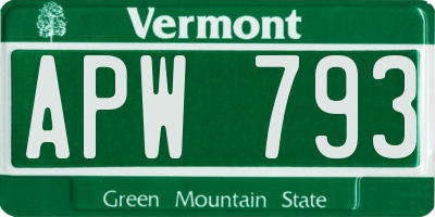 VT license plate APW793