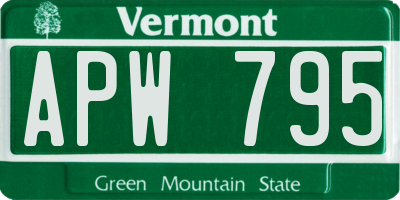 VT license plate APW795