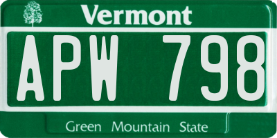 VT license plate APW798