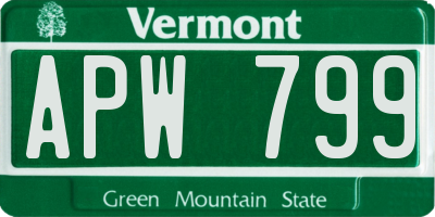 VT license plate APW799