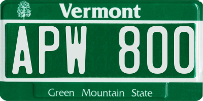 VT license plate APW800