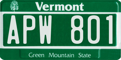 VT license plate APW801