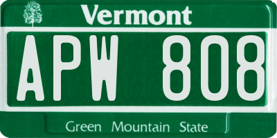 VT license plate APW808