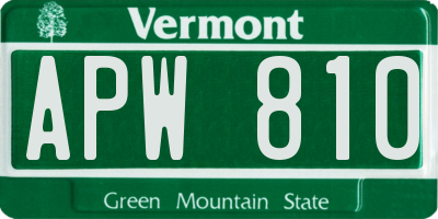 VT license plate APW810