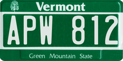 VT license plate APW812