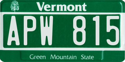 VT license plate APW815