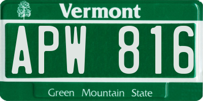 VT license plate APW816