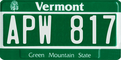 VT license plate APW817